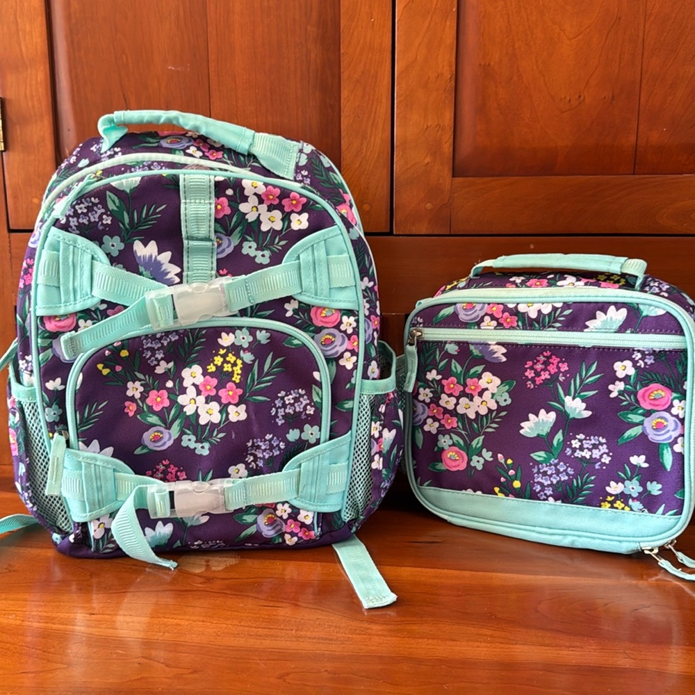 Mackenzie Floral Blooms Backpacks size small with lunch bow
